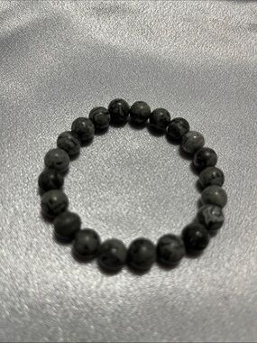Gray Marble Bead Stretch Bracelet - Men Accessories